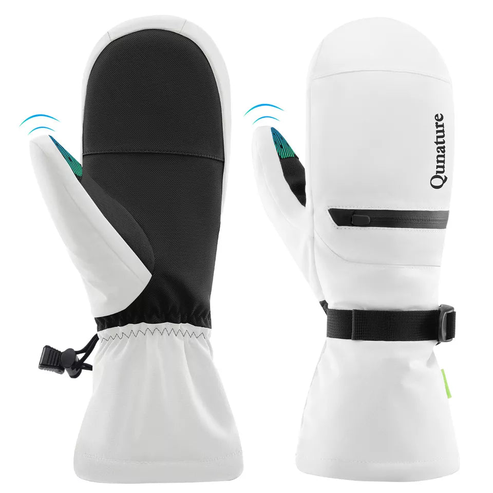 Qunature Luvas de esqui quentes Luvas de snowboard impermeáveis XS-XL feminino/masculino