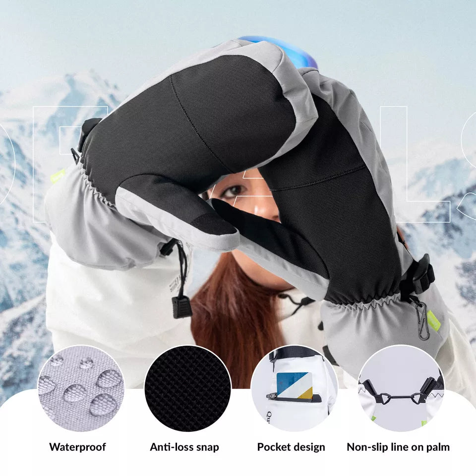 Qunature Luvas de esqui quentes Luvas de snowboard impermeáveis XS-XL feminino/masculino