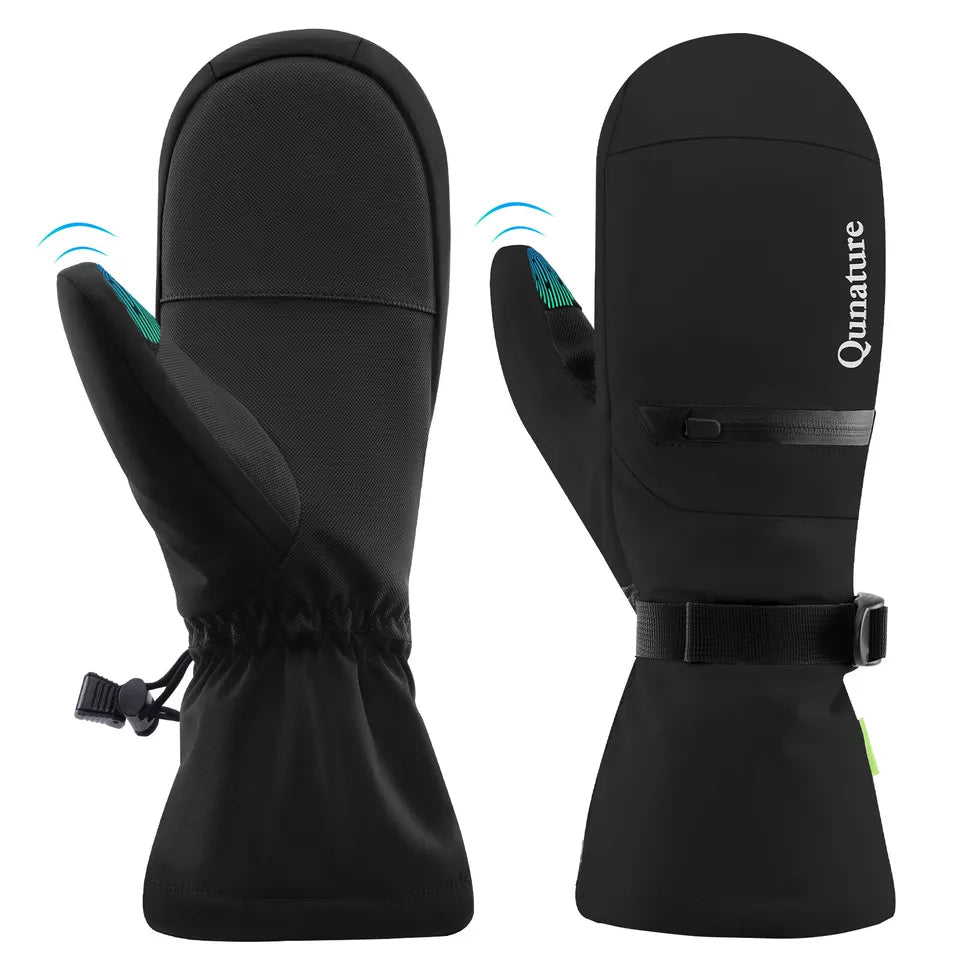 Qunature Luvas de esqui quentes Luvas de snowboard impermeáveis XS-XL feminino/masculino