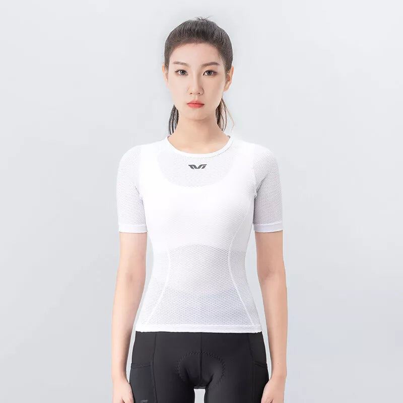 ROCKBROS camisa esportiva feminina de fitness, camisa esportiva branca de manga curta para academia