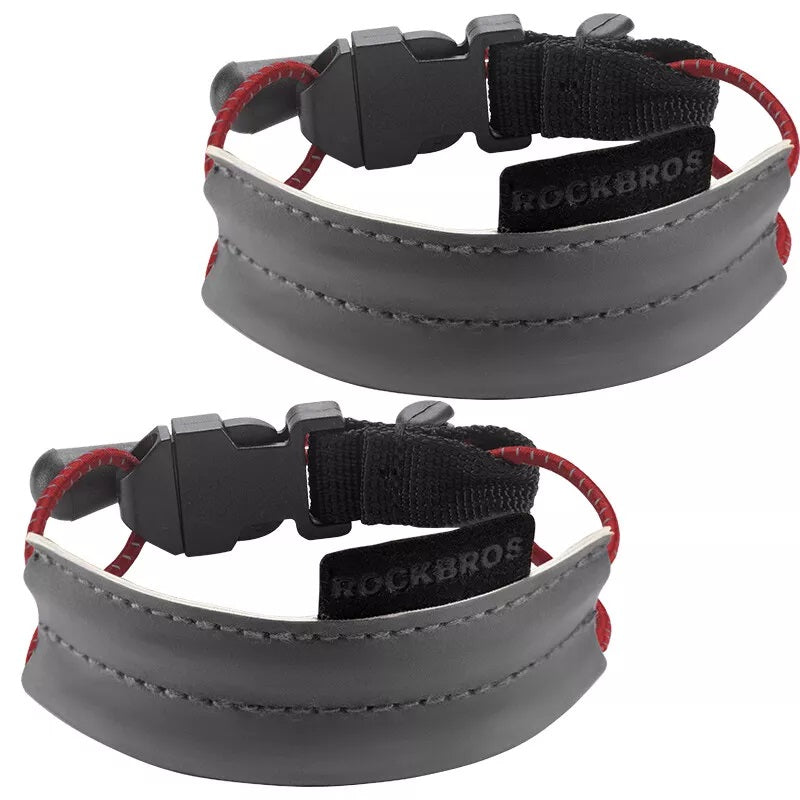 ROCKBROS Faixa elástica para calças, protetor de calças de bicicleta, faixa reflexiva para corrida ao ar livre, ciclismo, corrida, 1 par