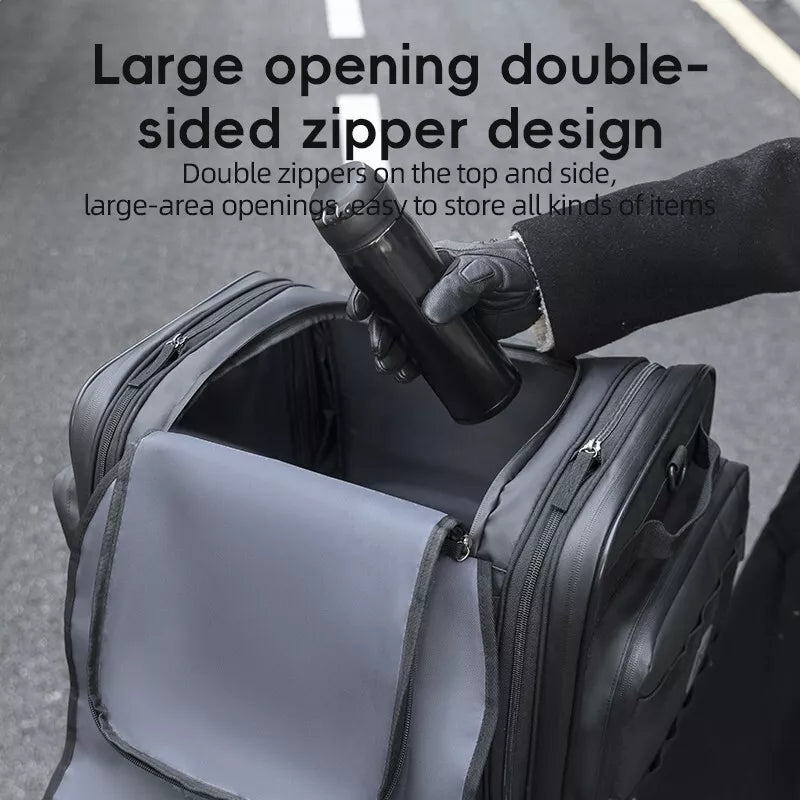 Bolsa traseira para motocicleta ROCKBROS 50L com capa de chuva, bolsa de assento em PVC atrás dobrável