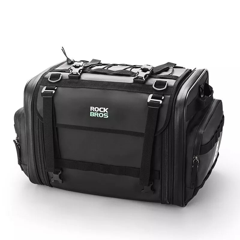 Bolsa traseira para motocicleta ROCKBROS 50L com capa de chuva, bolsa de assento em PVC atrás dobrável