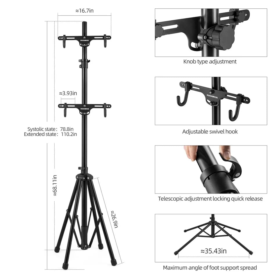 Suporte de montagem duplo para bicicleta ROCKBROS Suporte para reparo de energia ajustável
