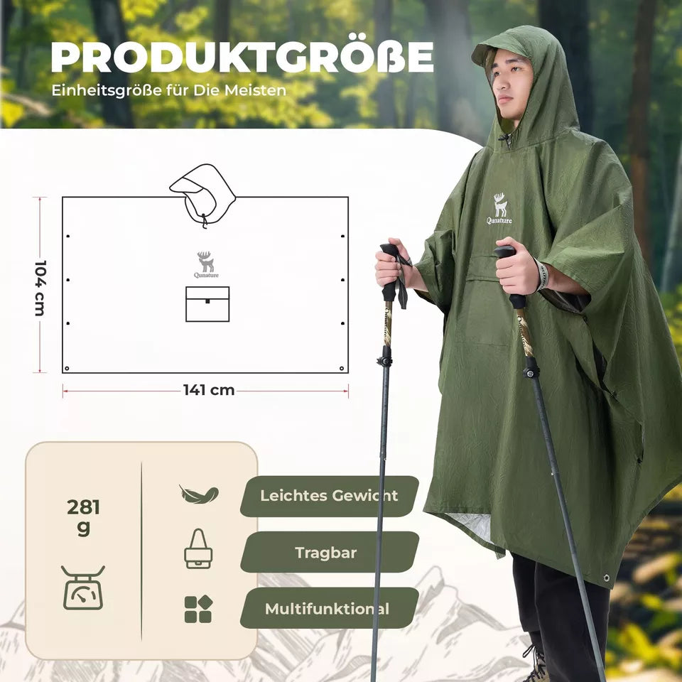 Qunature Outdoors Multifuncional Poncho de Chuva Bicicleta Capa de Chuva Poncho de Chuva
