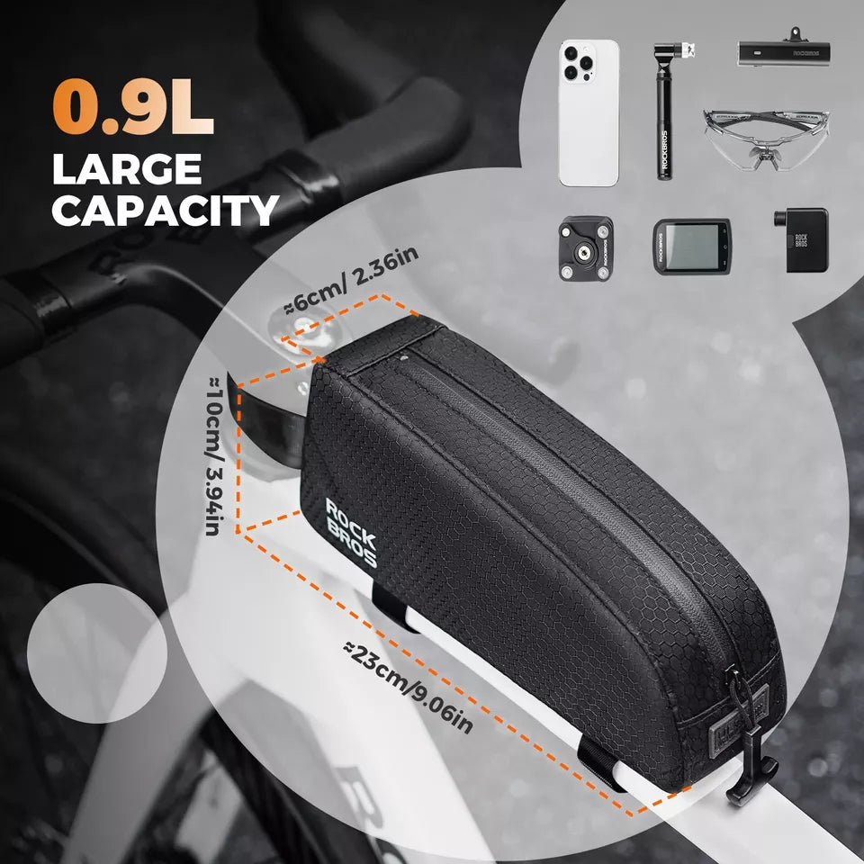 ROCKBROS Bicicleta Bolsa Quadro Impermeável Bolsa Triângulo Removível Bolsa 0,9L