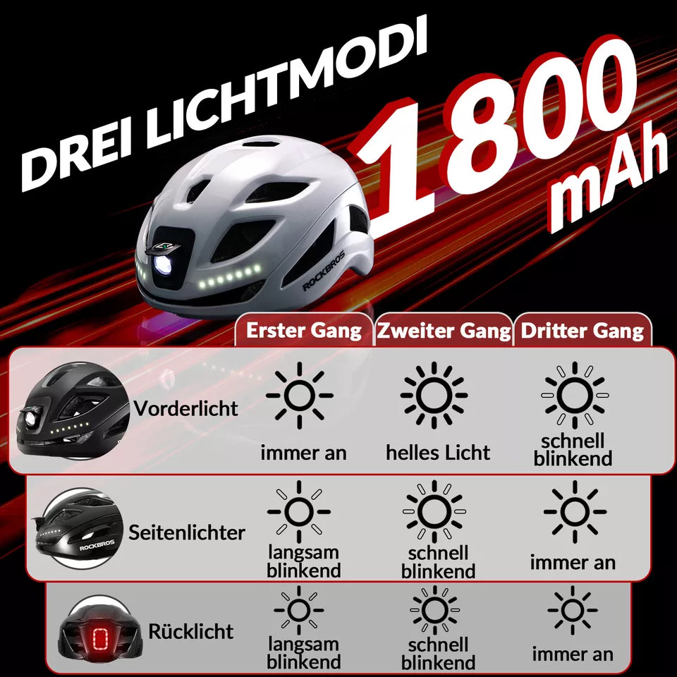 Capacete de bicicleta ROCKBROS capacete de bicicleta com luz de advertência de segurança capacete protetor 57-61 cm