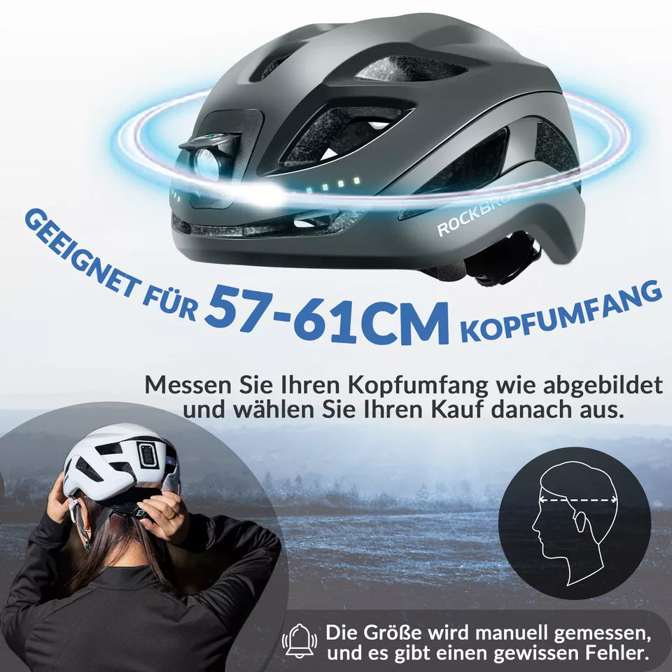 Capacete de bicicleta ROCKBROS capacete de bicicleta com luz de advertência de segurança capacete protetor 57-61 cm