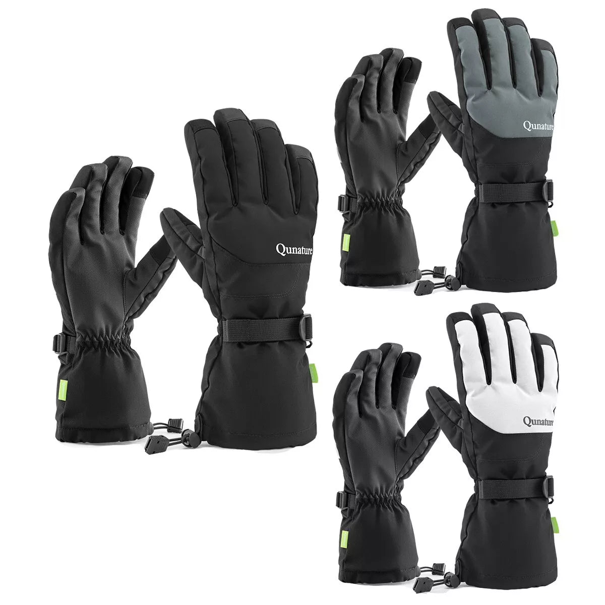 Qunature luvas de esqui de inverno touchscreen luvas impermeáveis neve