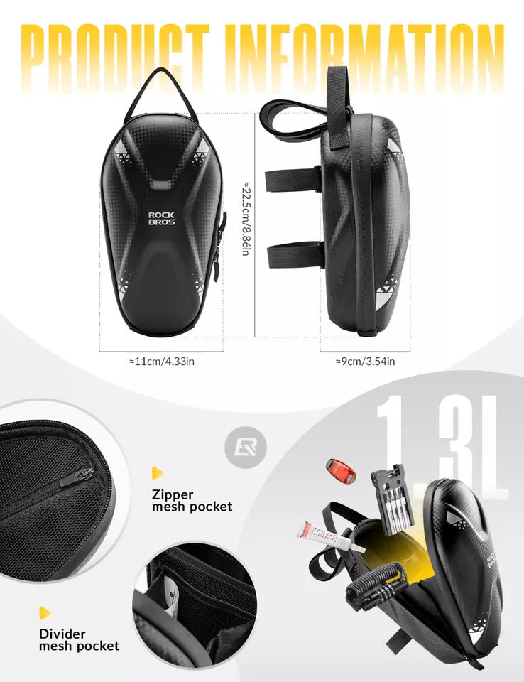 ROCKBROS E-Scooter Bolsa Repelente de Água 1.3L Bolsa para Guiador Bolso Frontal PU