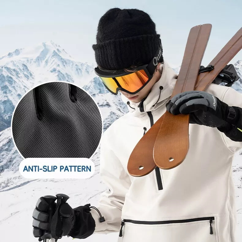 Qunature luvas de esqui de inverno touchscreen luvas impermeáveis neve
