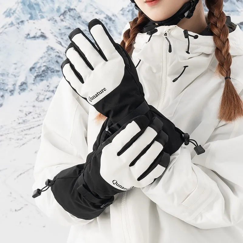 Qunature luvas de esqui de inverno touchscreen luvas impermeáveis neve