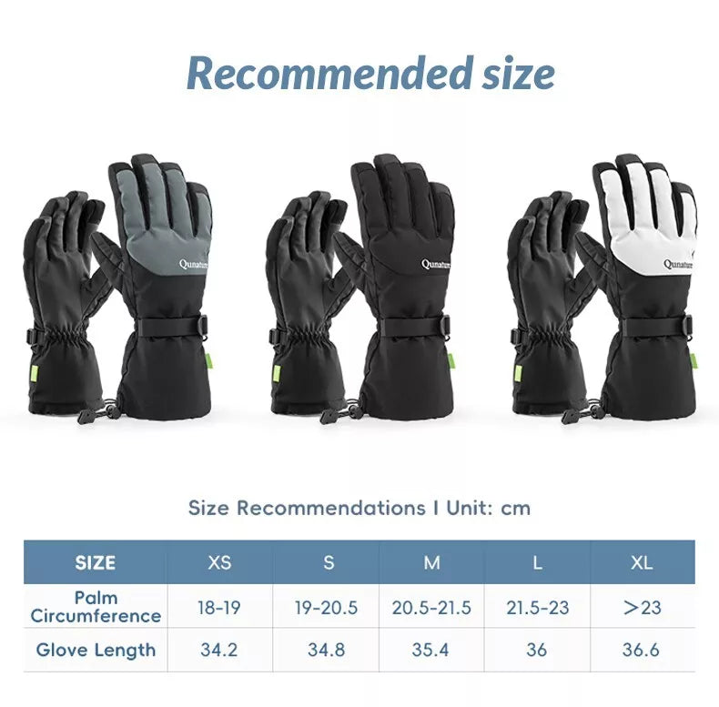 Qunature luvas de esqui de inverno touchscreen luvas impermeáveis neve