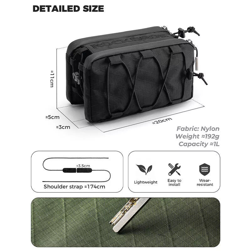 Rockbros bolsa de quadro duplo para bicicleta 1l, bolsa frontal com tubo superior em 5 cores para bicicleta de estrada mtb