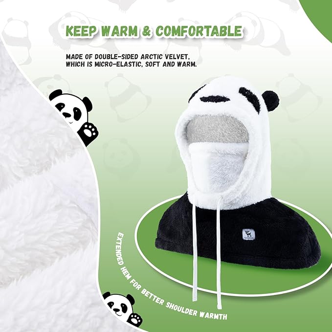 Máscara de esqui balaclava de inverno Qunature para crianças e pais design panda máscaras faciais balaclava para atividades ao ar livre de outono e inverno, como esqui, motociclismo, ciclismo