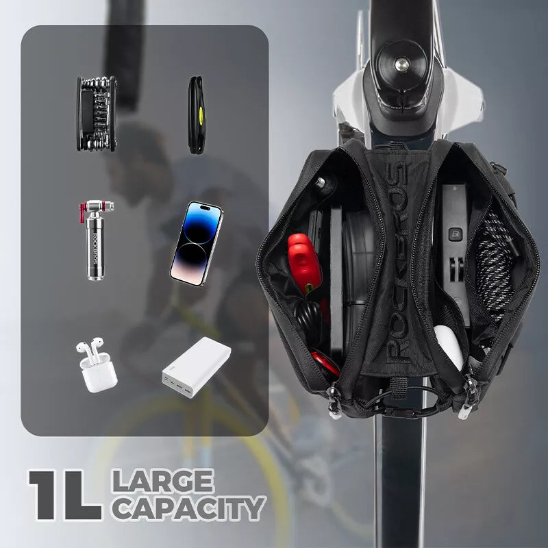 Rockbros bolsa de quadro duplo para bicicleta 1l, bolsa frontal com tubo superior em 5 cores para bicicleta de estrada mtb