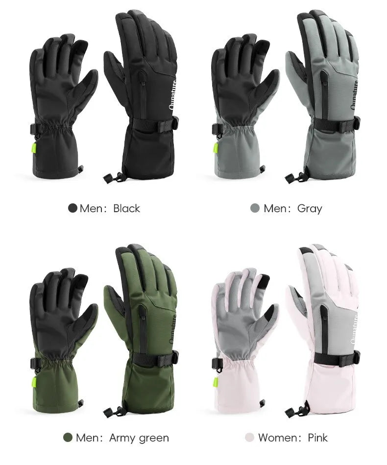 Luvas Qunature Luvas de inverno para esqui/neve à prova de vento para bicicleta/motocicleta XS-XL
