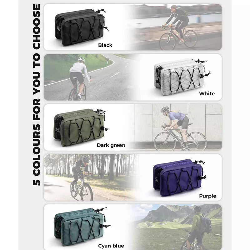Rockbros bolsa de quadro duplo para bicicleta 1l, bolsa frontal com tubo superior em 5 cores para bicicleta de estrada mtb