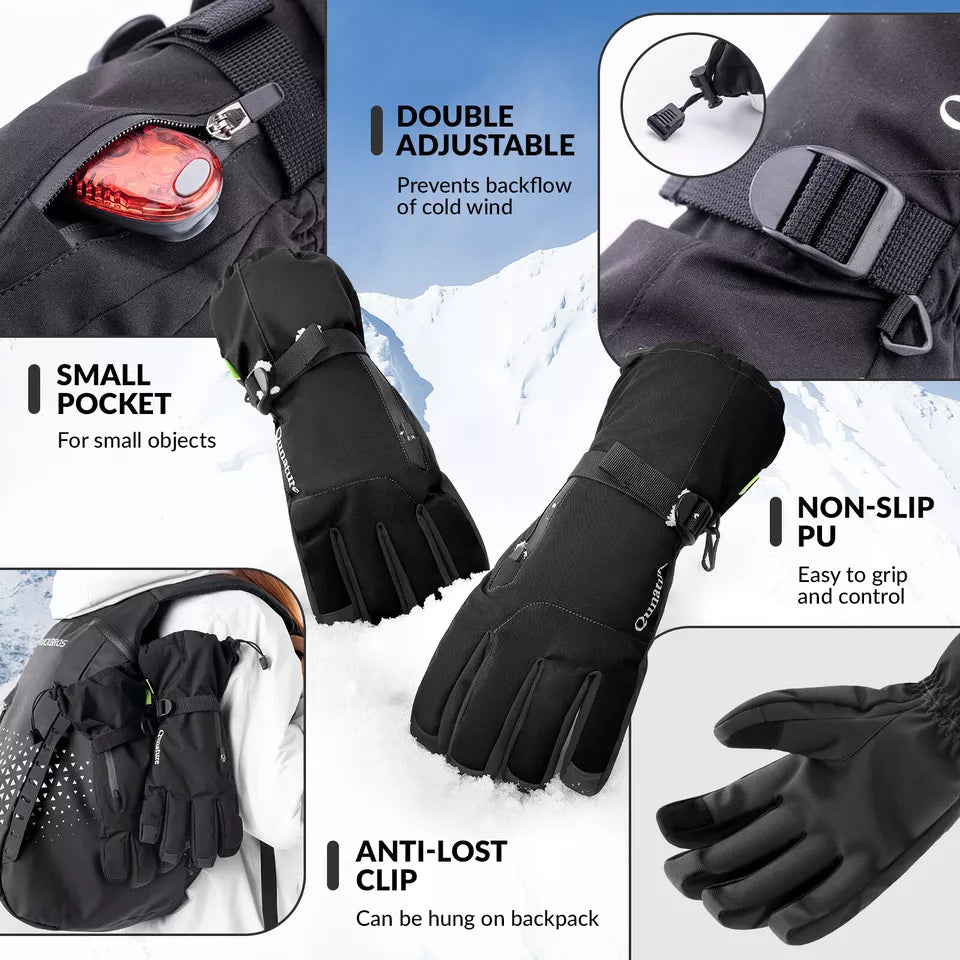 Luvas Qunature Luvas de inverno para esqui/neve à prova de vento para bicicleta/motocicleta XS-XL
