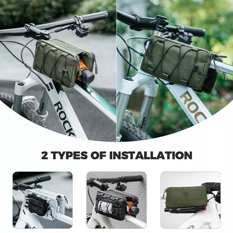 Rockbros bolsa de quadro duplo para bicicleta 1l, bolsa frontal com tubo superior em 5 cores para bicicleta de estrada mtb