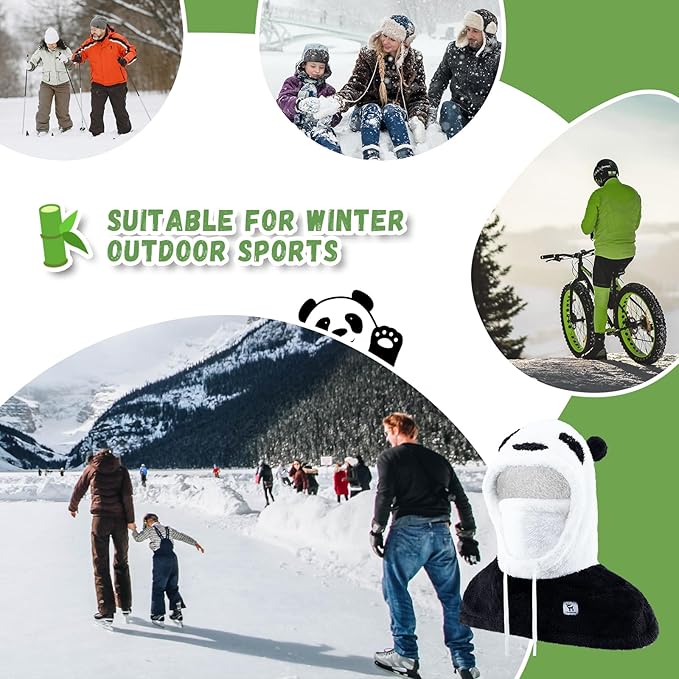 Máscara de esqui balaclava de inverno Qunature para crianças e pais design panda máscaras faciais balaclava para atividades ao ar livre de outono e inverno, como esqui, motociclismo, ciclismo