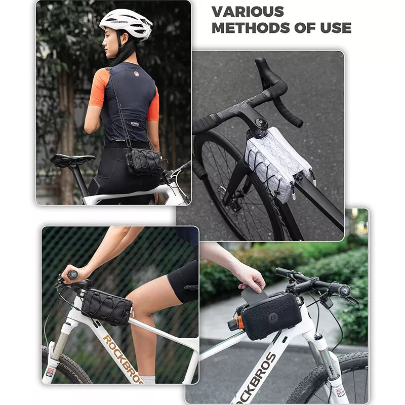 Rockbros bolsa de quadro duplo para bicicleta 1l, bolsa frontal com tubo superior em 5 cores para bicicleta de estrada mtb