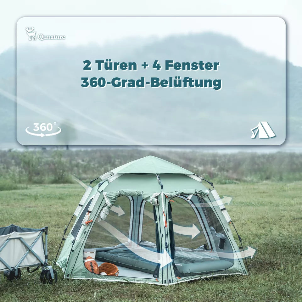 Qunature Barraca de acampamento para 2 a 4 pessoas Tenda pop-up com cúpula Tenda de acampamento à prova d'água