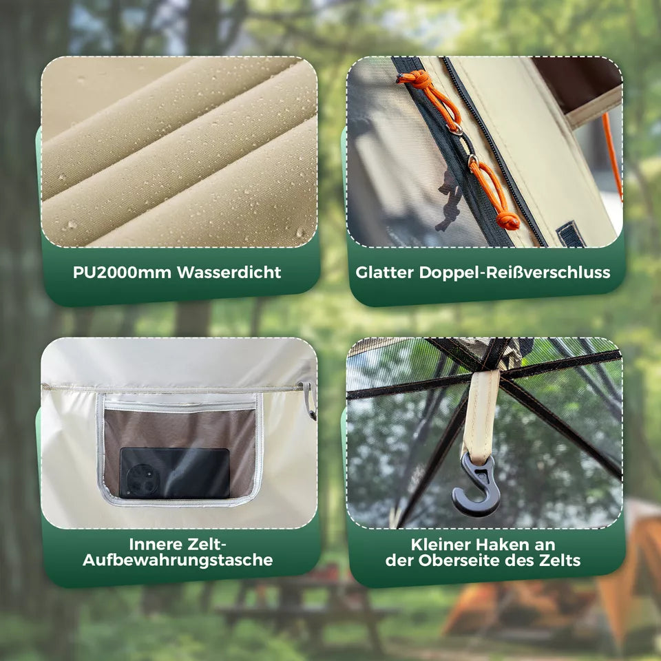 Qunature Barraca de acampamento para 2 a 4 pessoas Tenda pop-up com cúpula Tenda de acampamento à prova d'água