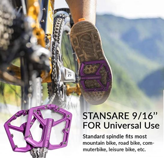 ROCKBROS Pedais de Bicicleta de Estrada Pedais de Plataforma de Alumínio Ultra Leve Anti-Derrapante 9/16 Polegadas