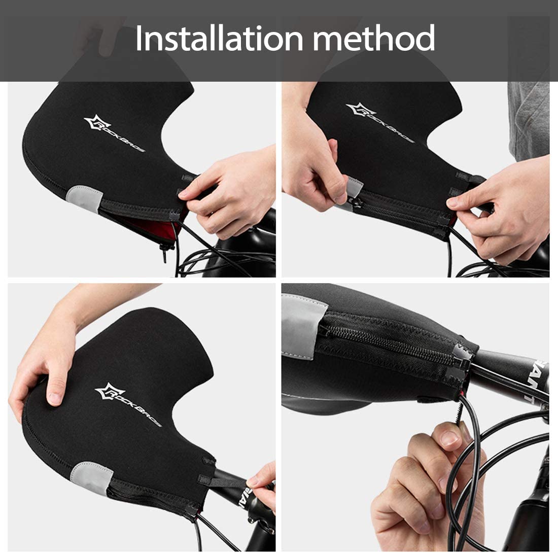 ROCKBROS D16-B luvas de guidão inverno térmico à prova de vento punhos de guidão para bicicleta forrado repelente de água