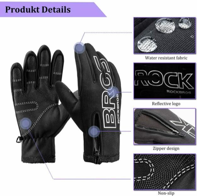 ROCKBROS Luvas de ciclismo inverno motocicleta bicicleta MTB