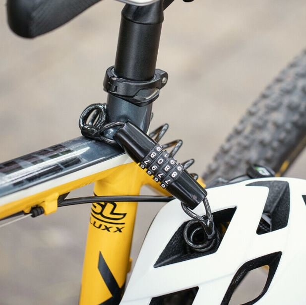 ROCKBROS mini trava de bicicleta cabo de trava de capacete trava de senha de moto preto