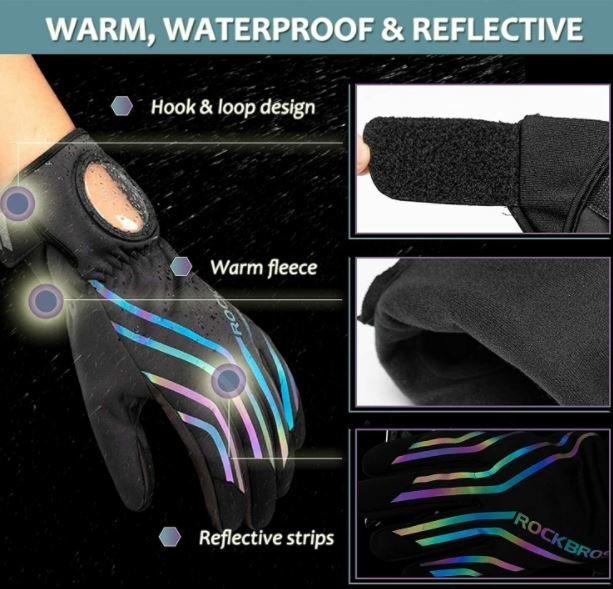 Rockbros luvas de ciclismo de inverno para motocicletas