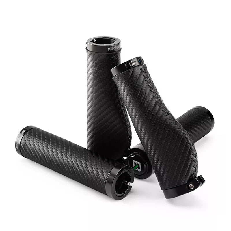 ROCKBROS Apertos de bicicleta Padrão de carbono Apertos de guiador de bicicleta com trava dupla 22,2 mm
