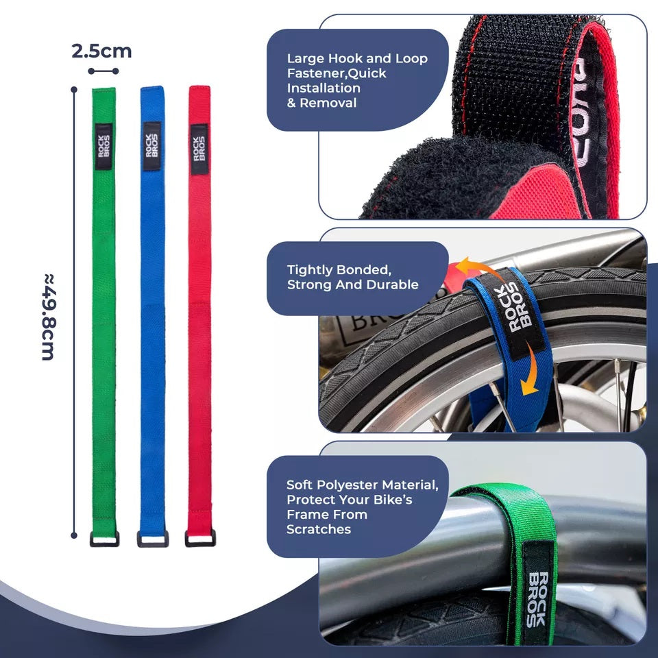 ROCKBROS Velcro cinta de amarração cinta de amarração 49,8 cm tiras de bicicleta para fixação