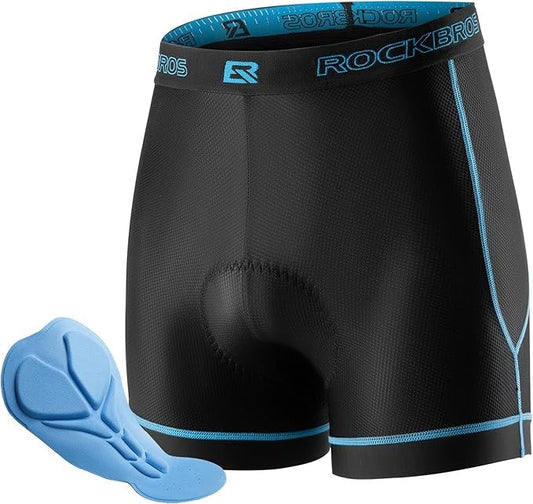 Shorts de ciclismo masculino ROCKBROS com acolchoamento de assento 4D respirável roupa íntima de ciclismo acolchoada roupa íntima curta elástica mtb bicicleta de estrada M-3XL