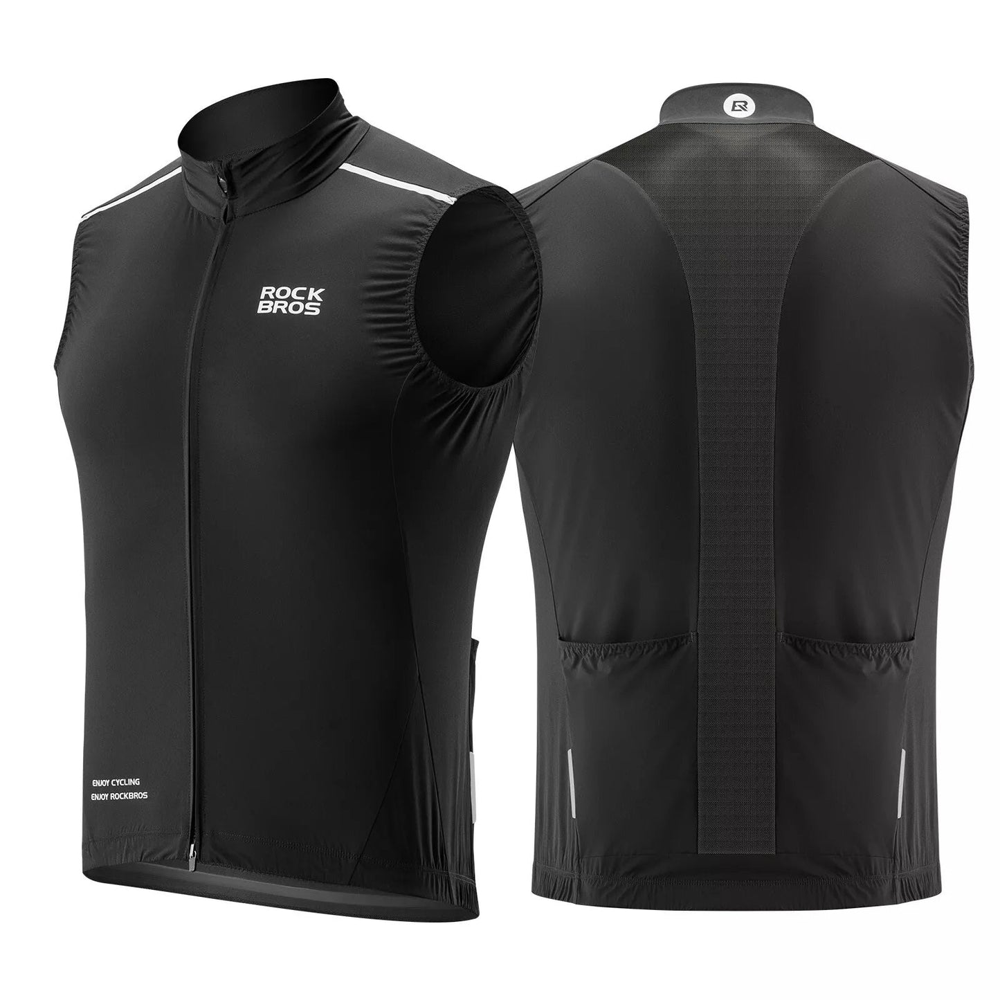 Rockbros colete de vento ciclismo esportes colete à prova de vento aviso colete bicicleta sem mangas jaqueta repelente de água colete softshell
