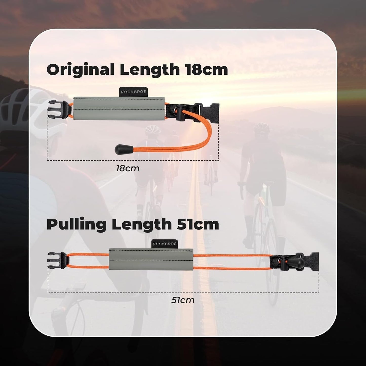 ROCKBROS Faixa elástica para calças, protetor de calças de bicicleta, faixa reflexiva para corrida ao ar livre, ciclismo, corrida, 1 par