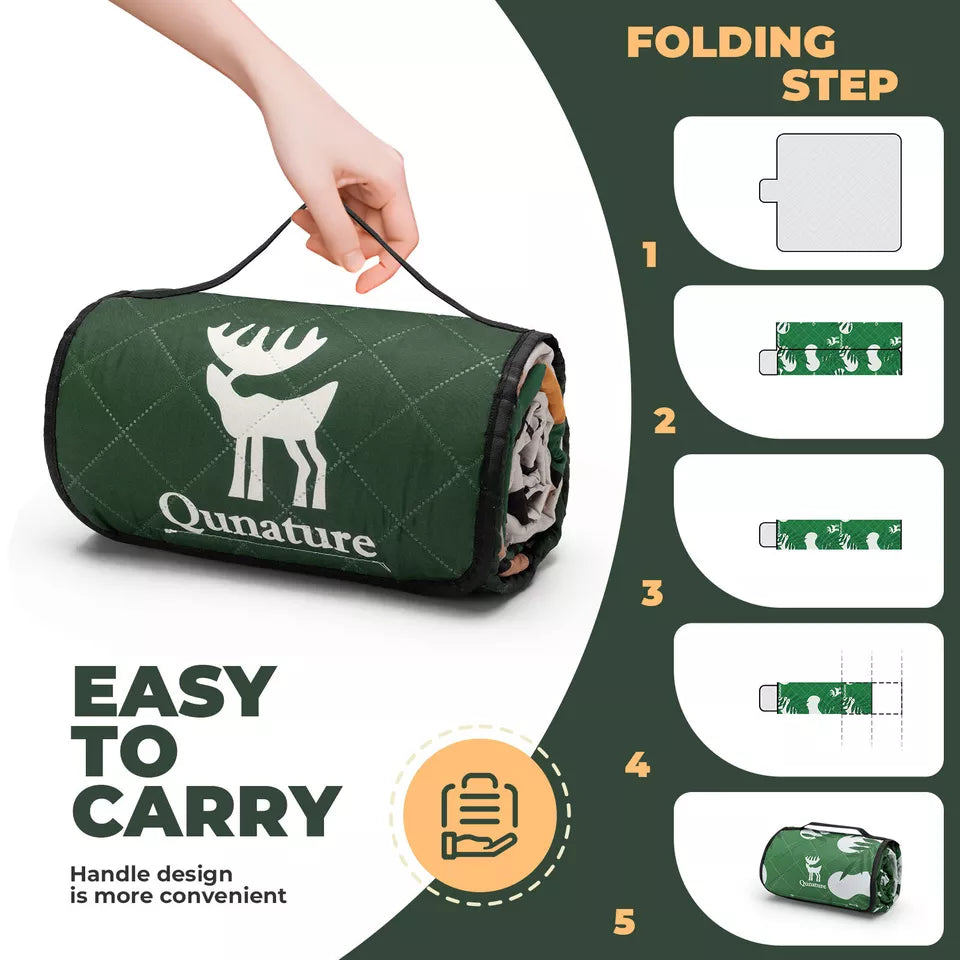 Cobertor de piquenique Qunature 200x200cm Cobertor de acampamento Tapete de piquenique ao ar livre à prova d'água