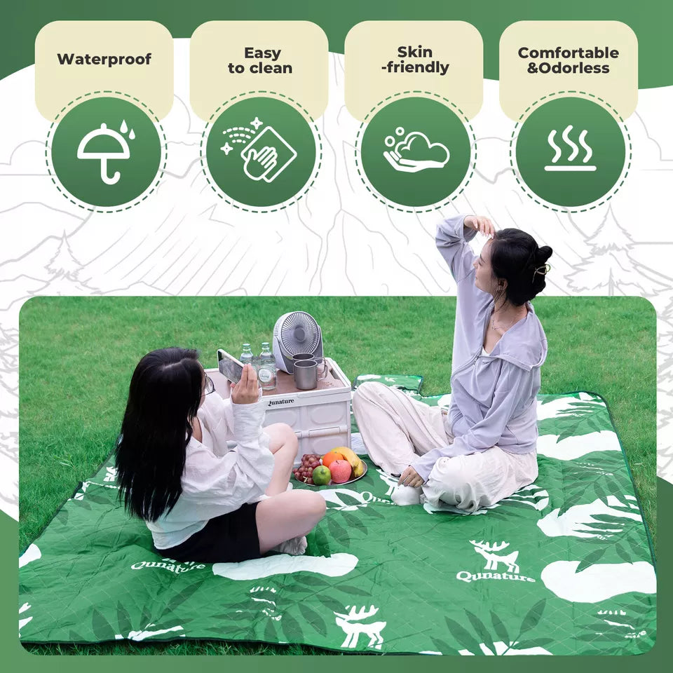 Cobertor de piquenique Qunature 200x200cm Cobertor de acampamento Tapete de piquenique ao ar livre à prova d'água