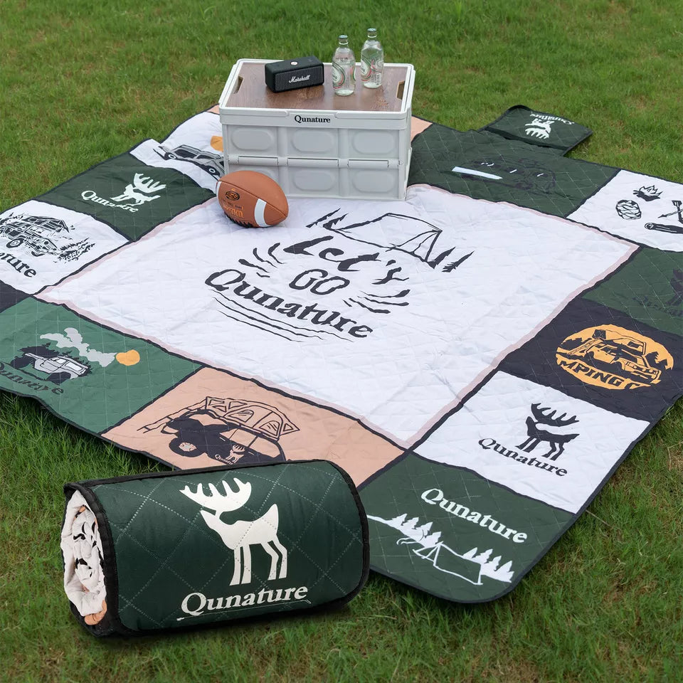 Cobertor de piquenique Qunature 200x200cm Cobertor de acampamento Tapete de piquenique ao ar livre à prova d'água
