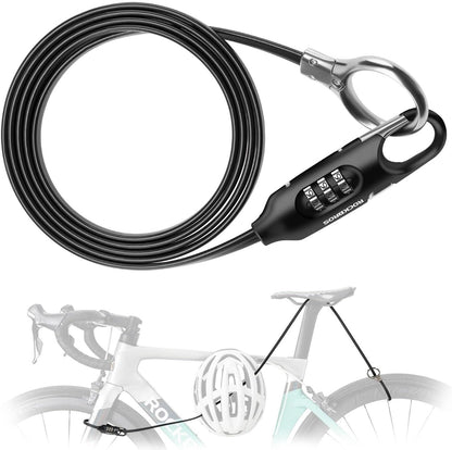 ROCKBROS bloqueio de cabo de bicicleta 150 cm com código numérico anti-roubo para bicicleta scooter carrinho de bebê vermelho/preto