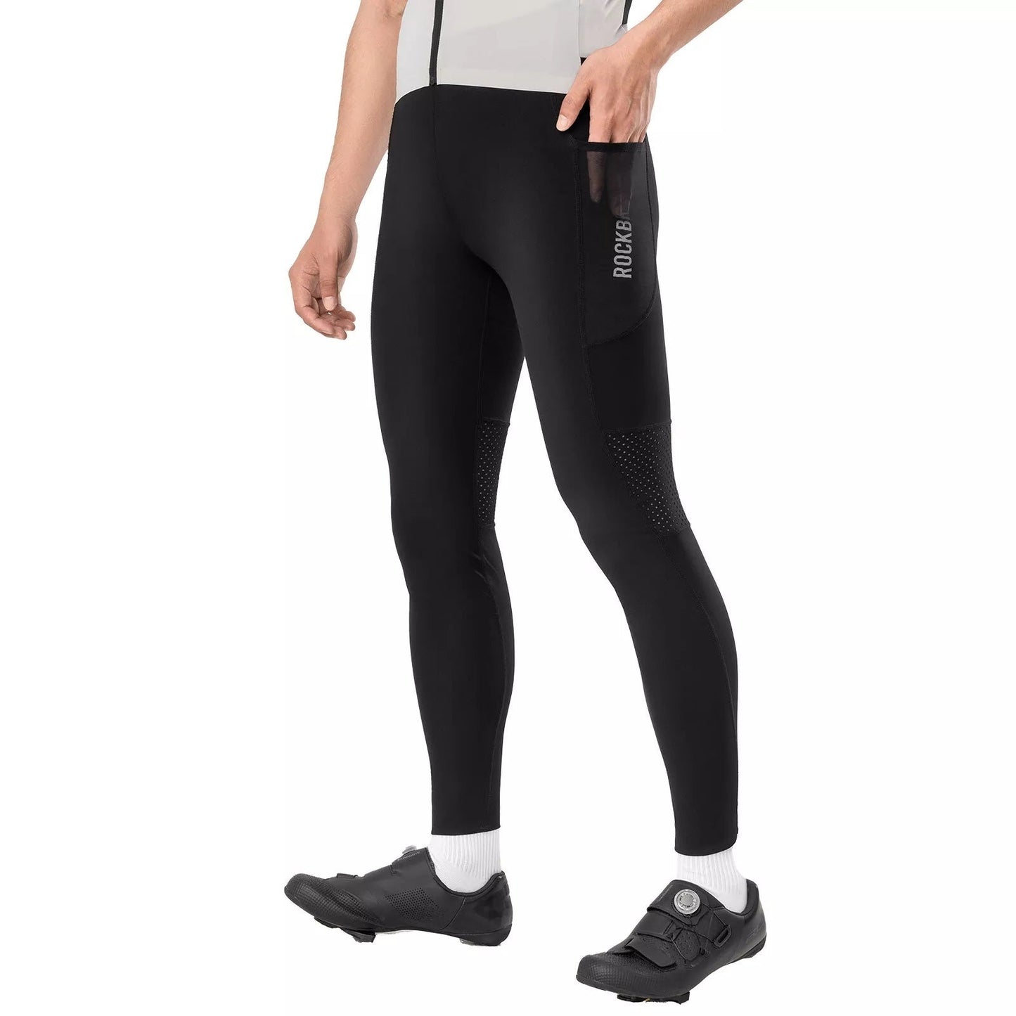 Calças compridas de ciclismo ROCKBROS para homem e mulher, calças de ciclismo para quatro estações com acolchoamento 4D, calças compridas de ciclismo com bolsos, calças de corrida, MTB respirável