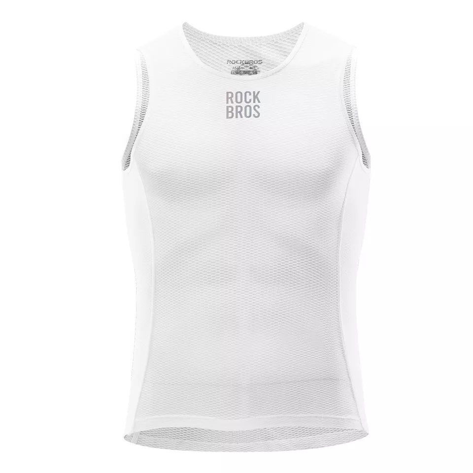 ROCKBROS Camiseta masculina de ciclismo, regata respirável, camada base branca