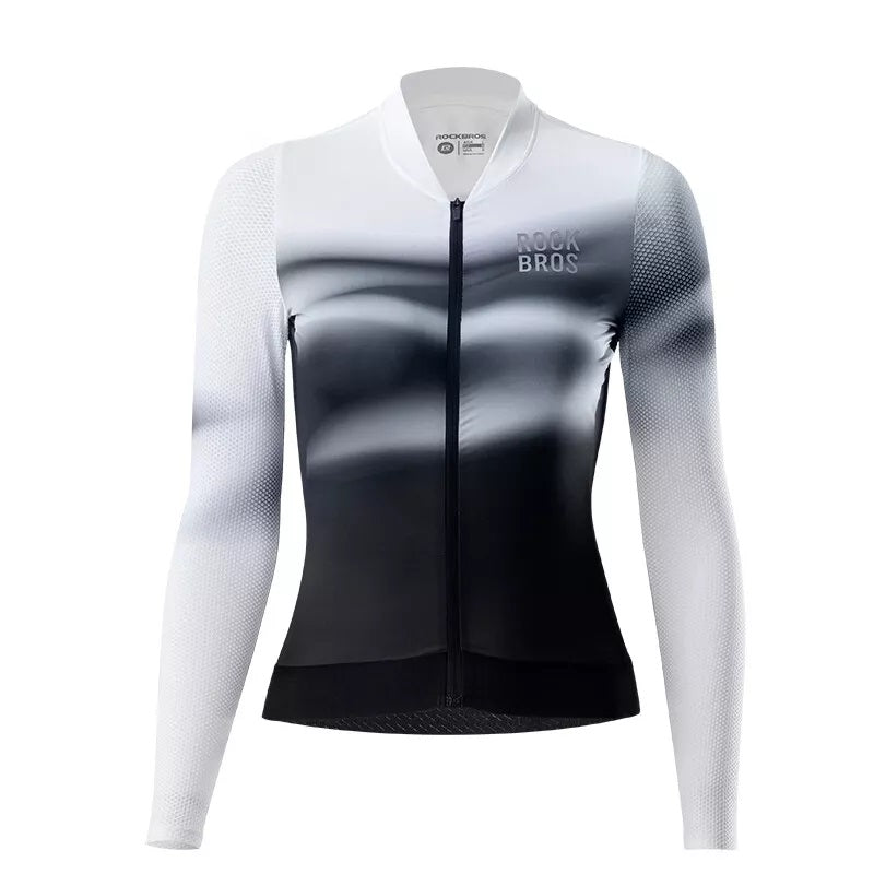 Camisa feminina de ciclismo ROCKBROS manga comprida cor gradiente MTB camisa de ciclismo respirável