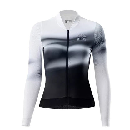 Camisa feminina de ciclismo ROCKBROS manga comprida cor gradiente MTB camisa de ciclismo respirável