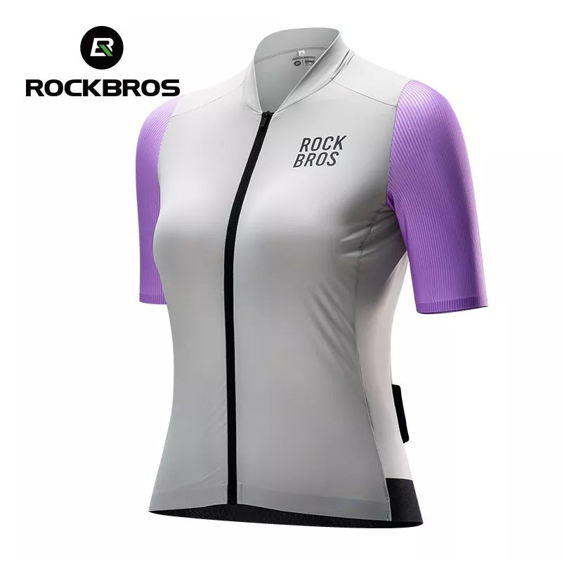 ROCKBROS camisa de ciclismo feminina de manga curta camisa de ciclismo jaqueta de verão para bicicleta camisa de ciclismo camisa de bicicleta de estrada com 3 bolsos traseiros roupas de ciclismo mtb respirável