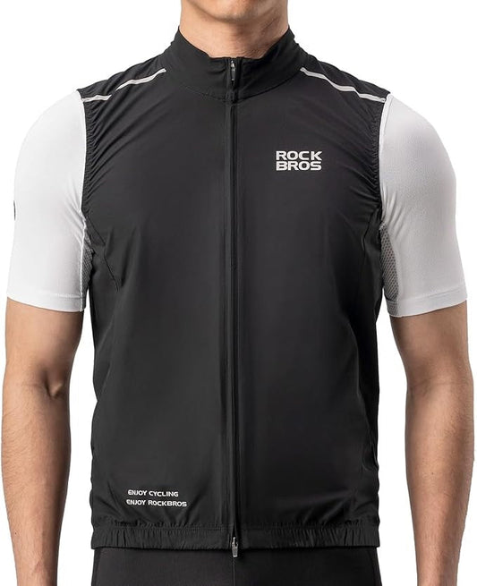 Rockbros colete de vento ciclismo esportes colete à prova de vento aviso colete bicicleta sem mangas jaqueta repelente de água colete softshell