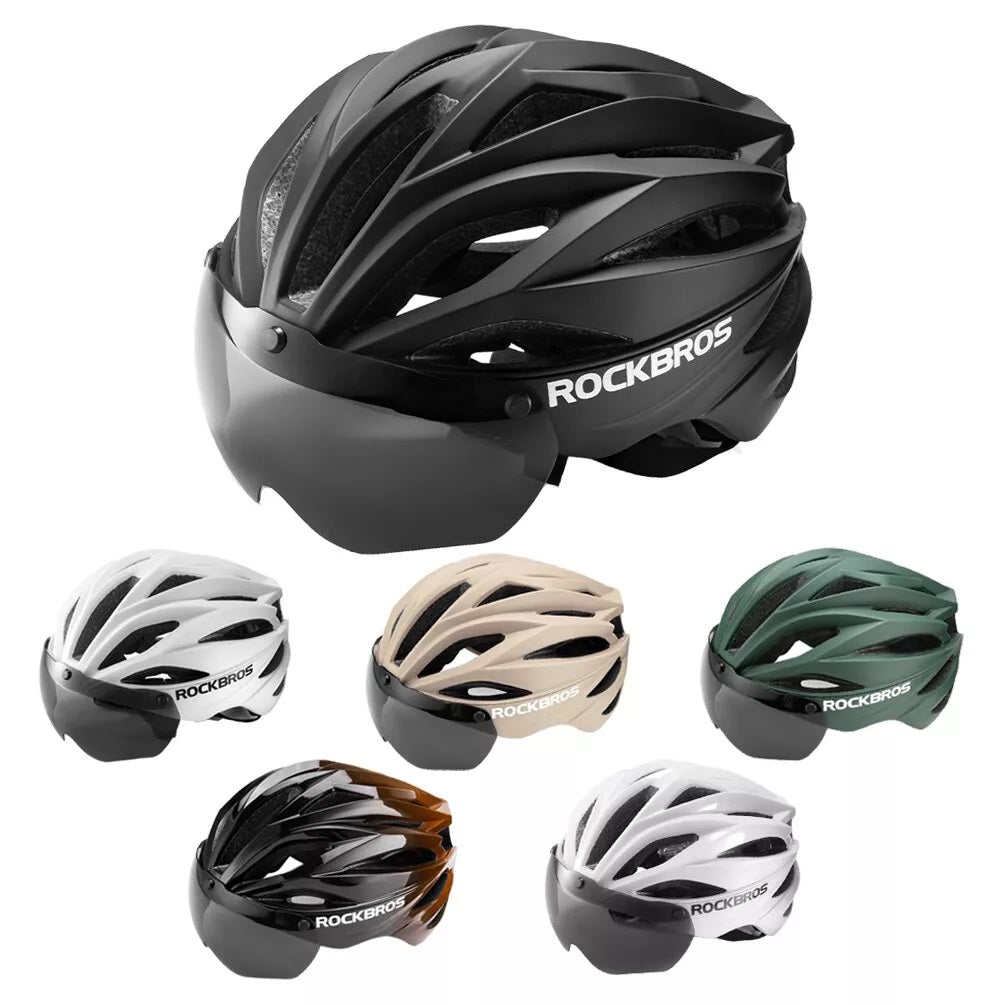 Capacete de bicicleta adulto ROCKBROS com viseira magnética removível respirável ajustável para homens e mulheres 58-62cm