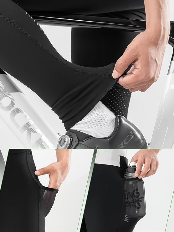 Calças compridas de ciclismo ROCKBROS para homem e mulher, calças de ciclismo para quatro estações com acolchoamento 4D, calças compridas de ciclismo com bolsos, calças de corrida, MTB respirável